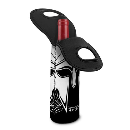 Black And White Spartan Helmet Print Single Neoprene Wine Tote
