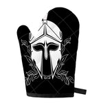 Black And White Spartan Helmet Print Single Oven Mitt