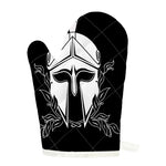 Black And White Spartan Helmet Print Single Oven Mitt