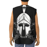 Black And White Spartan Helmet Print Sleeveless Baseball Jersey
