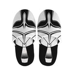 Black And White Spartan Helmet Print Slippers