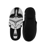 Black And White Spartan Helmet Print Slippers
