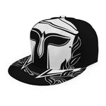 Black And White Spartan Helmet Print Snapback Cap