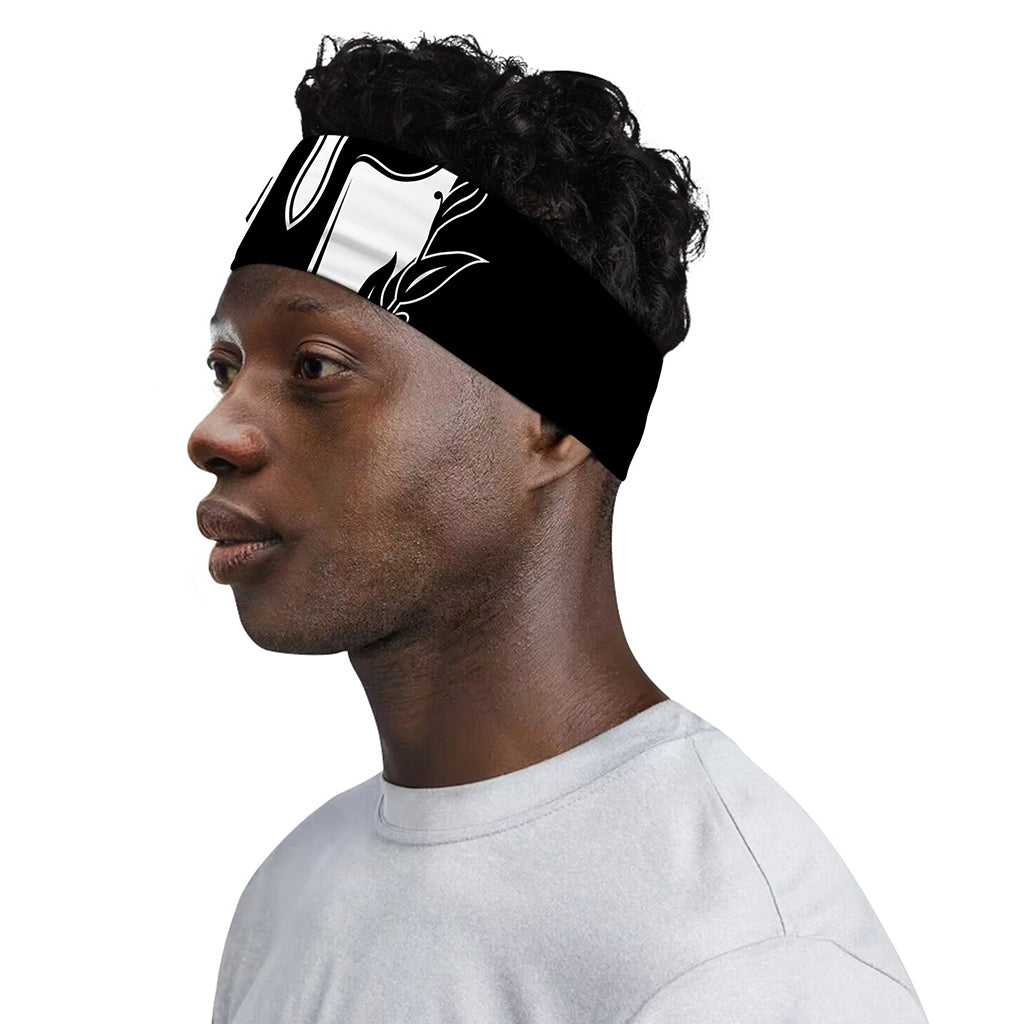 Black And White Spartan Helmet Print Sports Headband