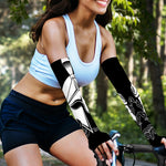Black And White Spartan Helmet Print Sun Protection Arm Sleeves