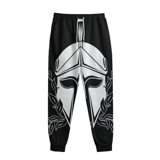 Black And White Spartan Helmet Print Sweatpants