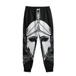 Black And White Spartan Helmet Print Sweatpants