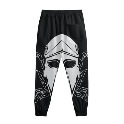 Black And White Spartan Helmet Print Sweatpants