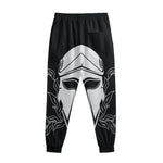 Black And White Spartan Helmet Print Sweatpants