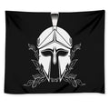Black And White Spartan Helmet Print Tapestry
