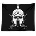 Black And White Spartan Helmet Print Tapestry