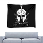 Black And White Spartan Helmet Print Tapestry