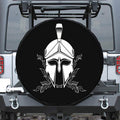Black And White Spartan Helmet Print Tire Cover