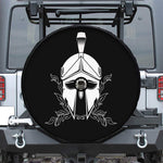 Black And White Spartan Helmet Print Tire Cover With Camera Hole