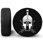 Black And White Spartan Helmet Print Tire Cover With Camera Hole