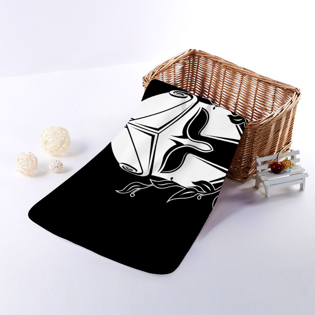 Black And White Spartan Helmet Print Towel