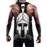 Black And White Spartan Helmet Print Training Tank Top