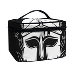 Black And White Spartan Helmet Print Travel Makeup Bag