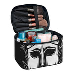 Black And White Spartan Helmet Print Travel Makeup Bag