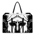 Black And White Spartan Helmet Print Utility Tote Bag