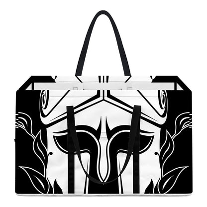 Black And White Spartan Helmet Print Utility Tote Bag