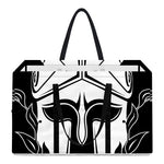 Black And White Spartan Helmet Print Utility Tote Bag
