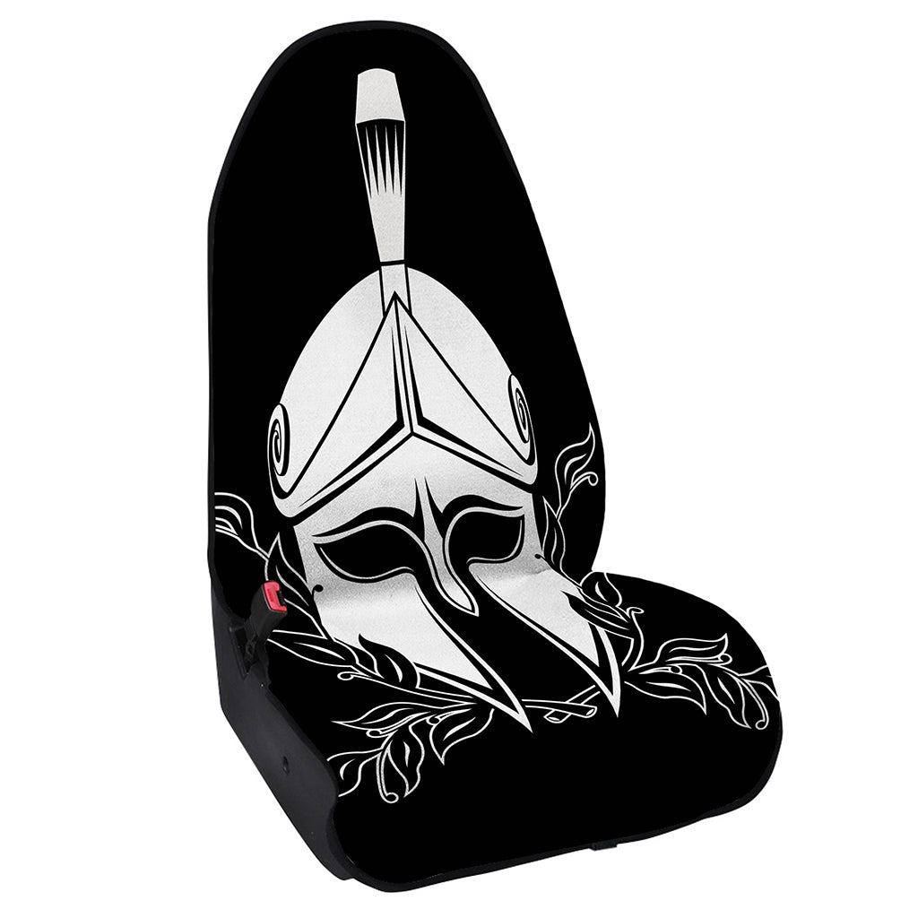 Black And White Spartan Helmet Print Waterproof Car Seat Cover