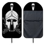 Black And White Spartan Helmet Print Waterproof Car Seat Cover