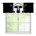 Black And White Spartan Helmet Print Window Valance