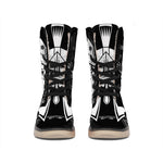Black And White Spartan Helmet Print Winter Boots