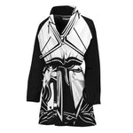 Black And White Spartan Helmet Print Women's Bathrobe