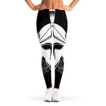 Black And White Spartan Helmet Print Women's Leggings