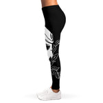 Black And White Spartan Helmet Print Women's Leggings