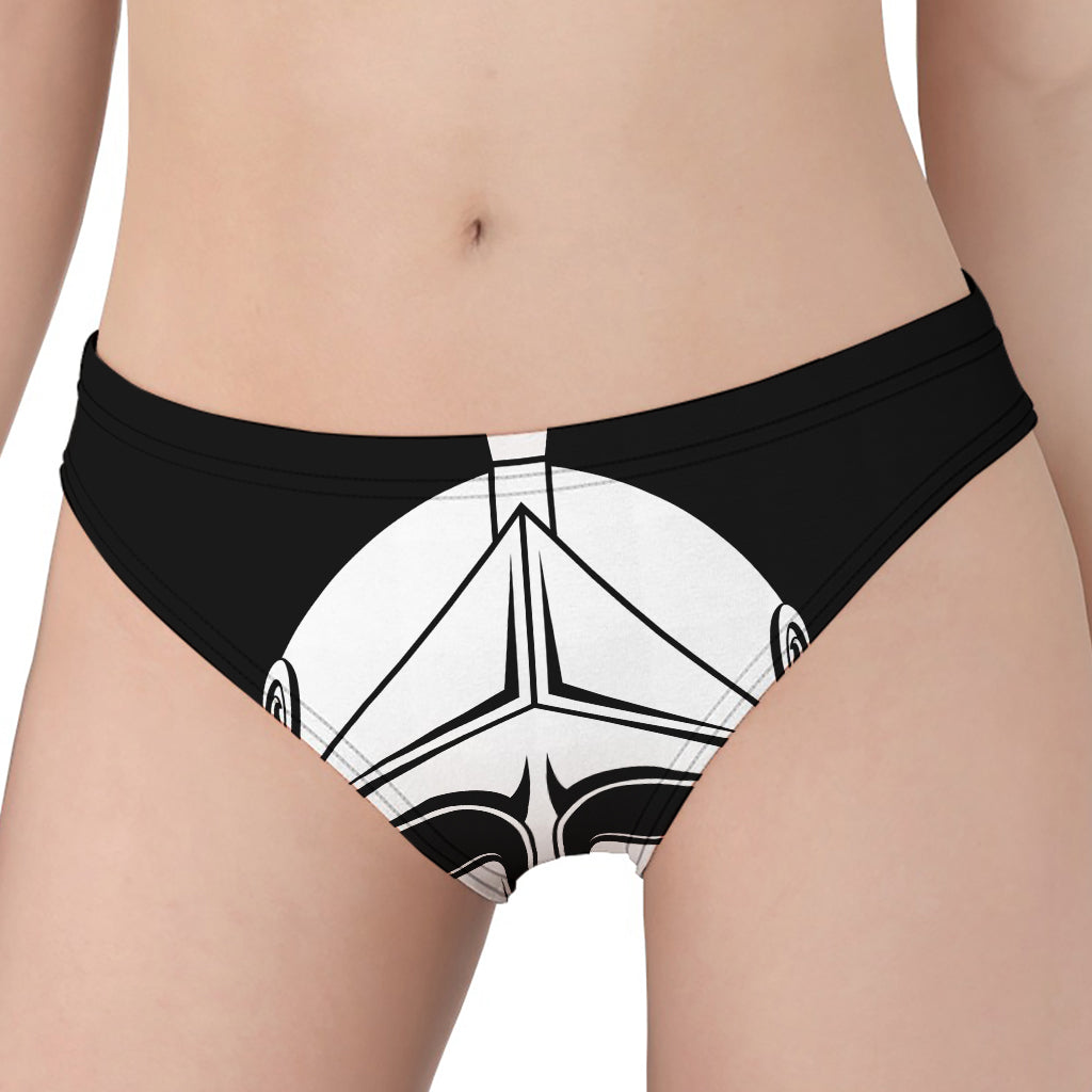 Black And White Spartan Helmet Print Women's Panties