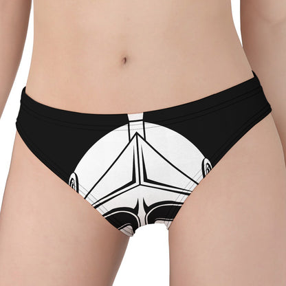Black And White Spartan Helmet Print Women's Panties