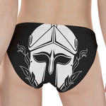 Black And White Spartan Helmet Print Women's Panties