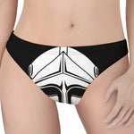 Black And White Spartan Helmet Print Women's Thong