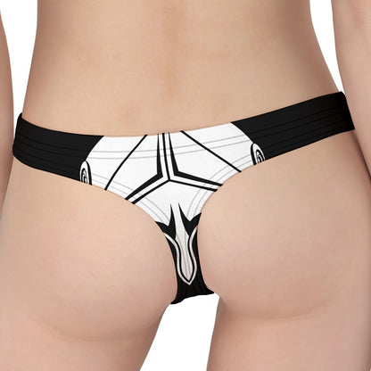Black And White Spartan Helmet Print Women's Thong