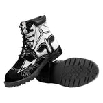 Black And White Spartan Helmet Print Work Boots