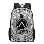 Black And White Spartan Warrior Print 17 Inch Backpack