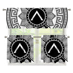 Black And White Spartan Warrior Print 3 Piece Kitchen Curtains