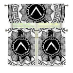 Black And White Spartan Warrior Print 3 Piece Kitchen Curtains