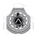 Black And White Spartan Warrior Print Adjustable Apron