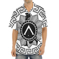 Black And White Spartan Warrior Print Aloha Shirt