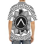 Black And White Spartan Warrior Print Aloha Shirt