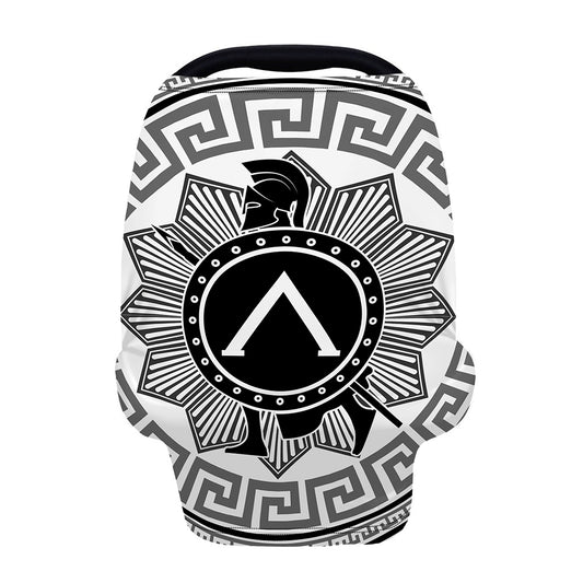 Black And White Spartan Warrior Print Baby Seat Cover