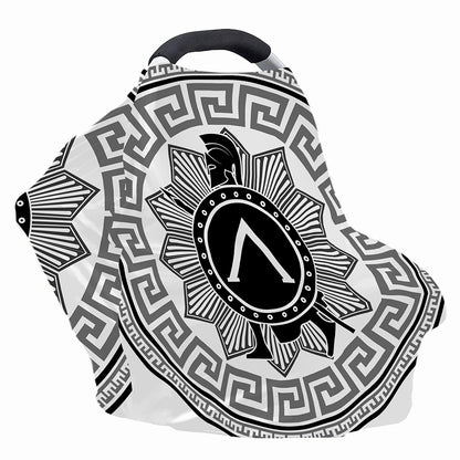 Black And White Spartan Warrior Print Baby Seat Cover