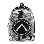 Black And White Spartan Warrior Print Backpack