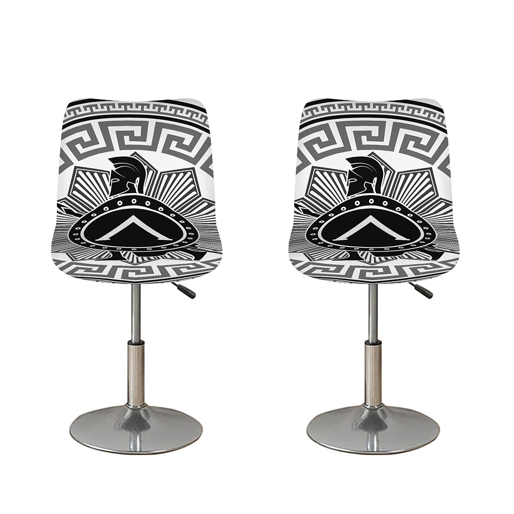 Black And White Spartan Warrior Print Bar Stool Covers