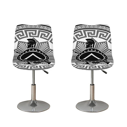 Black And White Spartan Warrior Print Bar Stool Covers